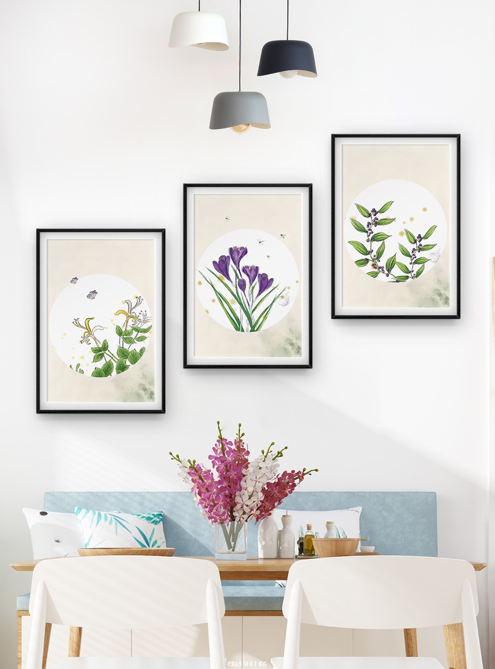 Hoa lá tranh vẽ CHL3-031-KG